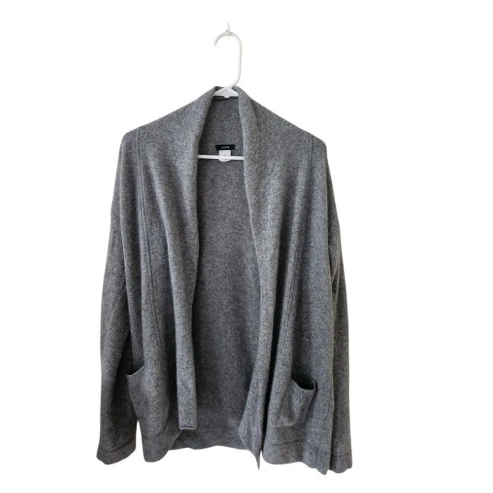 J crew draped wool blend open front cardigan